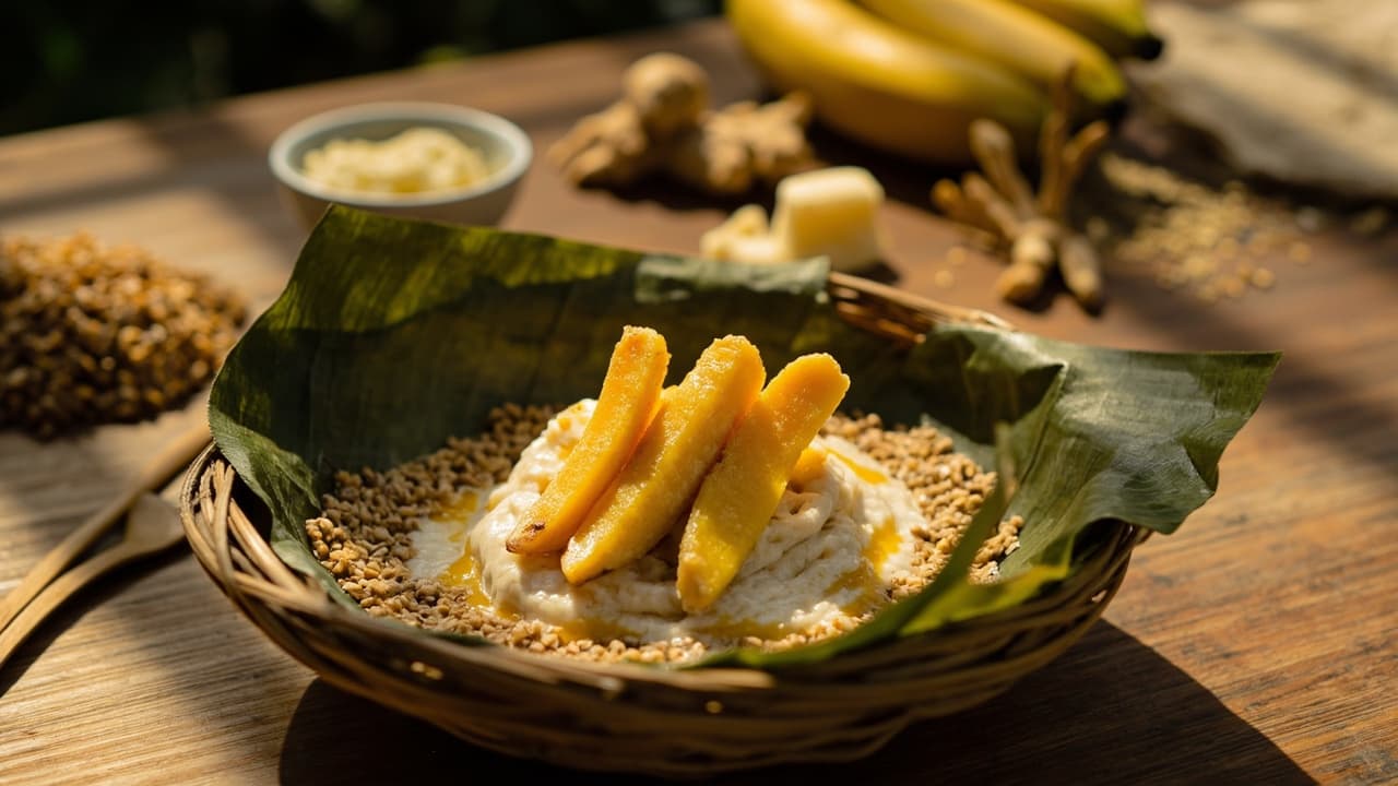 Coconut Oil–Braised Bananas over Buckwheat Rice Pudding
