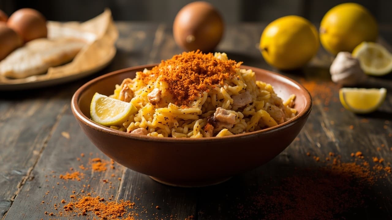 Cod and Egg Fried Rice with Smoked Paprika