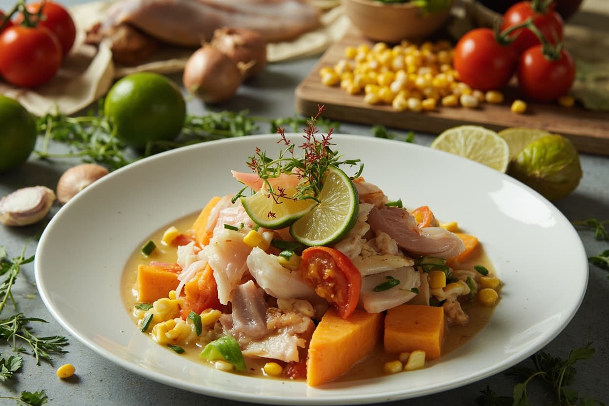 Cod Ceviche with Sweet Potato and Corn
