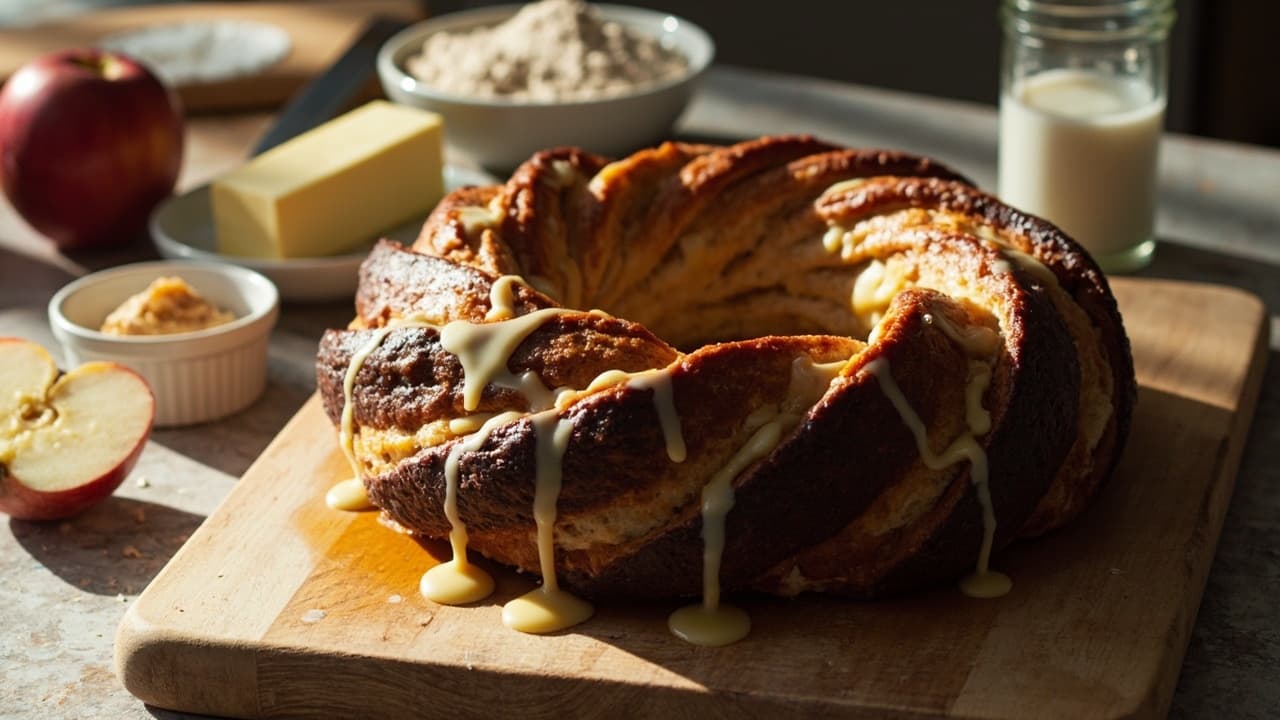 Cold-Fermented Rye and Apple Wreath with Brown Butter Glaze