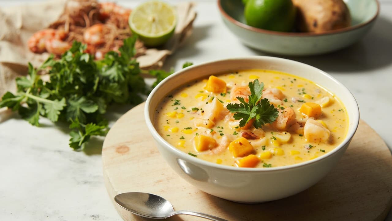 Corn and Shrimp Chowder with Lime and Cilantro