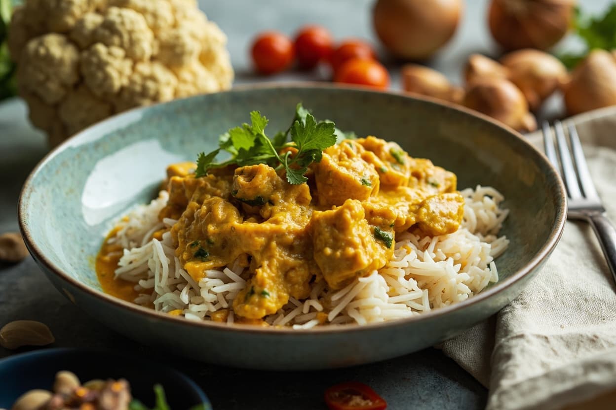 Creamy Cashew Cauliflower Curry over Basmati