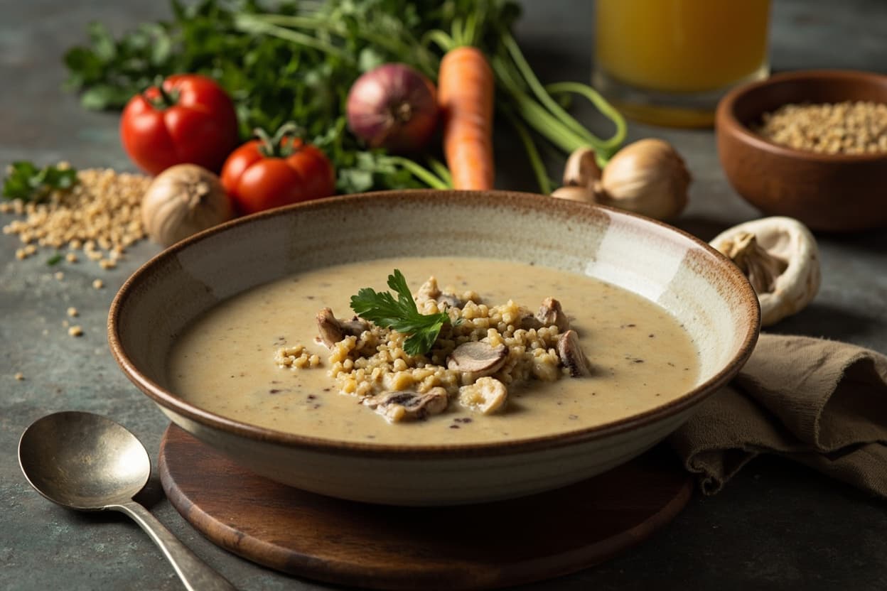 Creamy Mushroom and Quinoa Soup