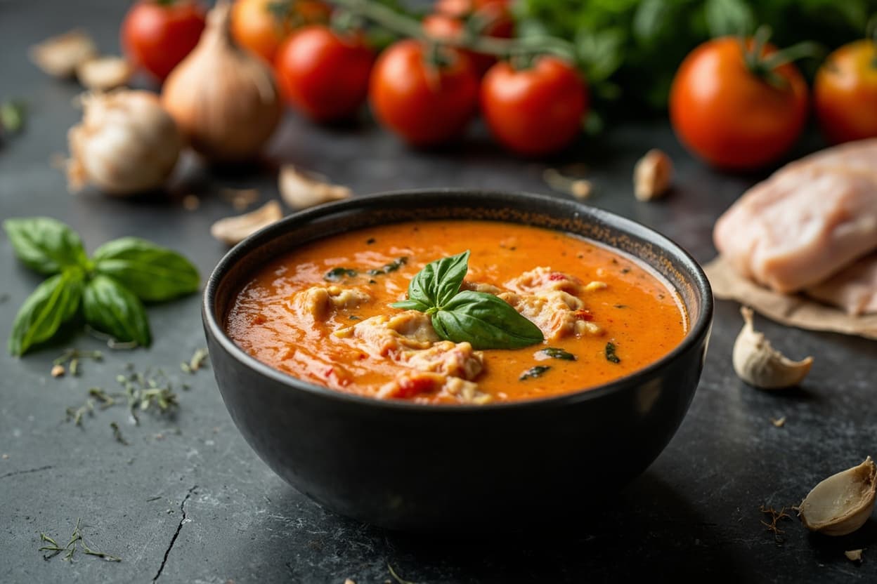 Creamy Tomato Basil Chicken Soup