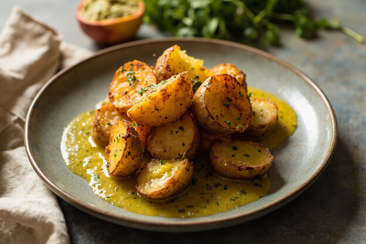 Crisp Potatoes with Sharp Mustard Vinaigrette