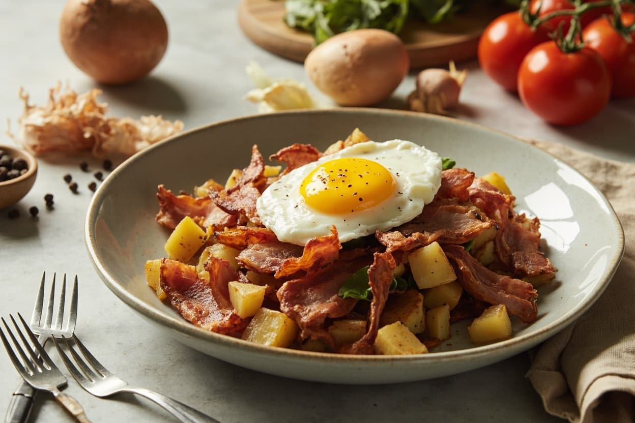 Crispy Bacon and Egg Breakfast Hash