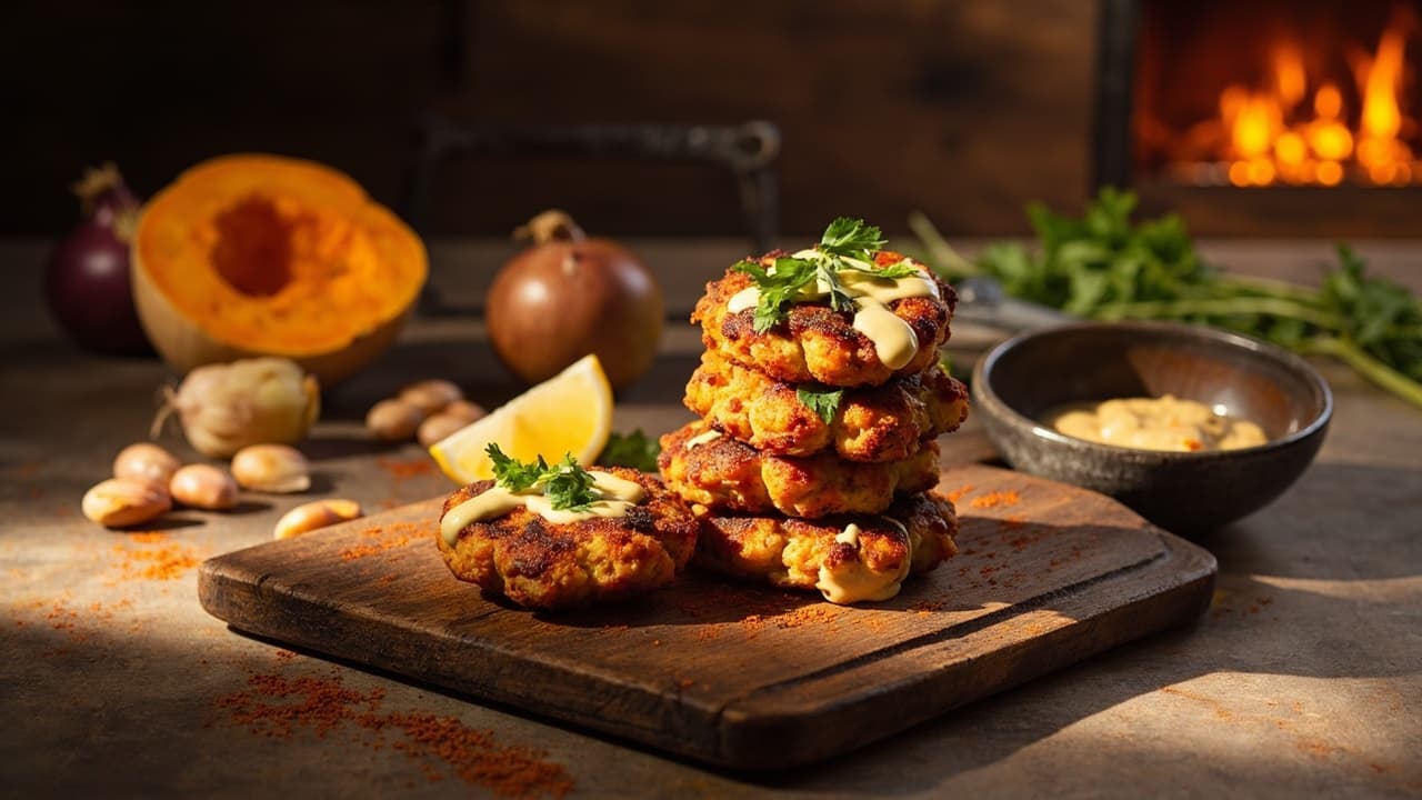 Crispy Butternut and Pinto Bean Fritters with Smoked Paprika Aioli