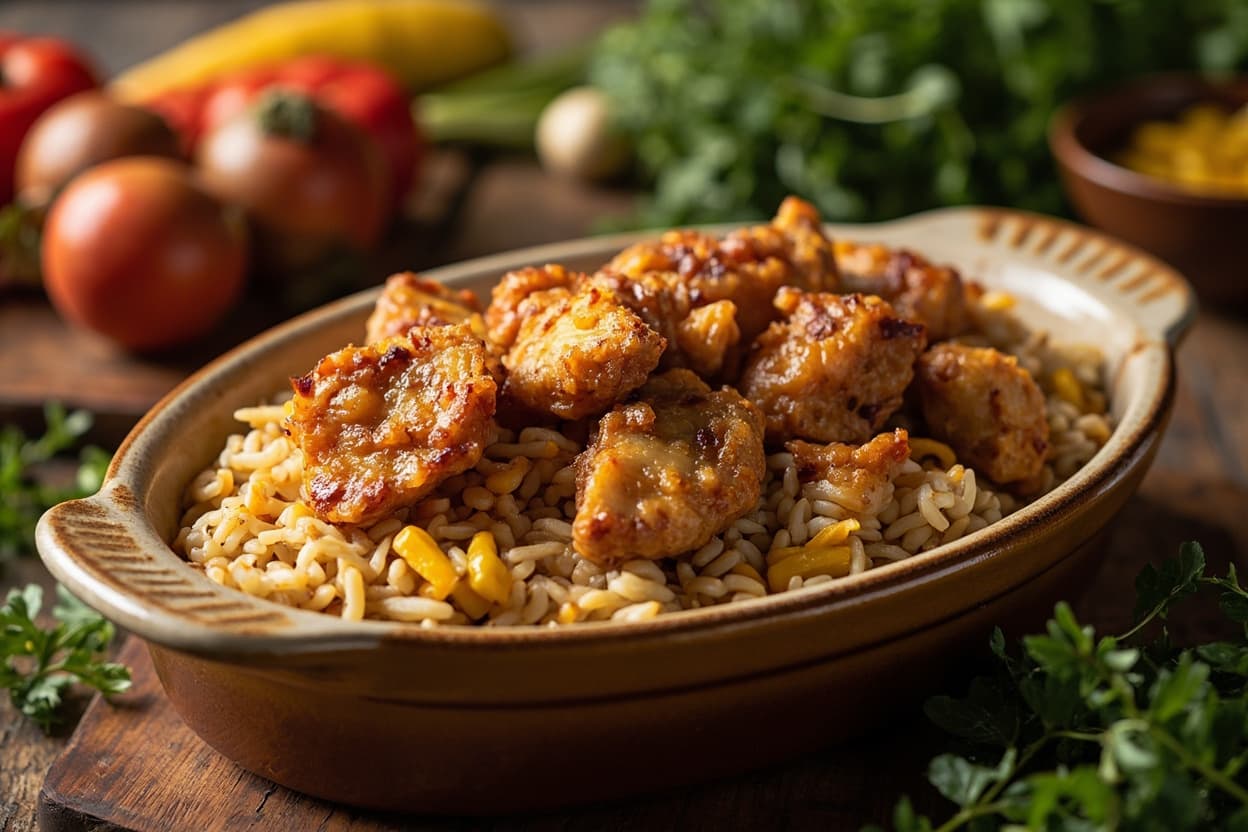 Crispy Chicken and Rice Bake