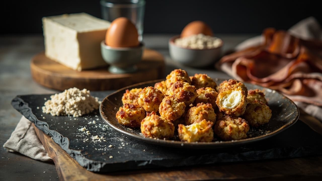 Crispy Feta and Bacon Bites with Almond Flour