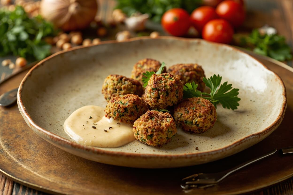 Crispy Herb Falafel with Lemon Tahini