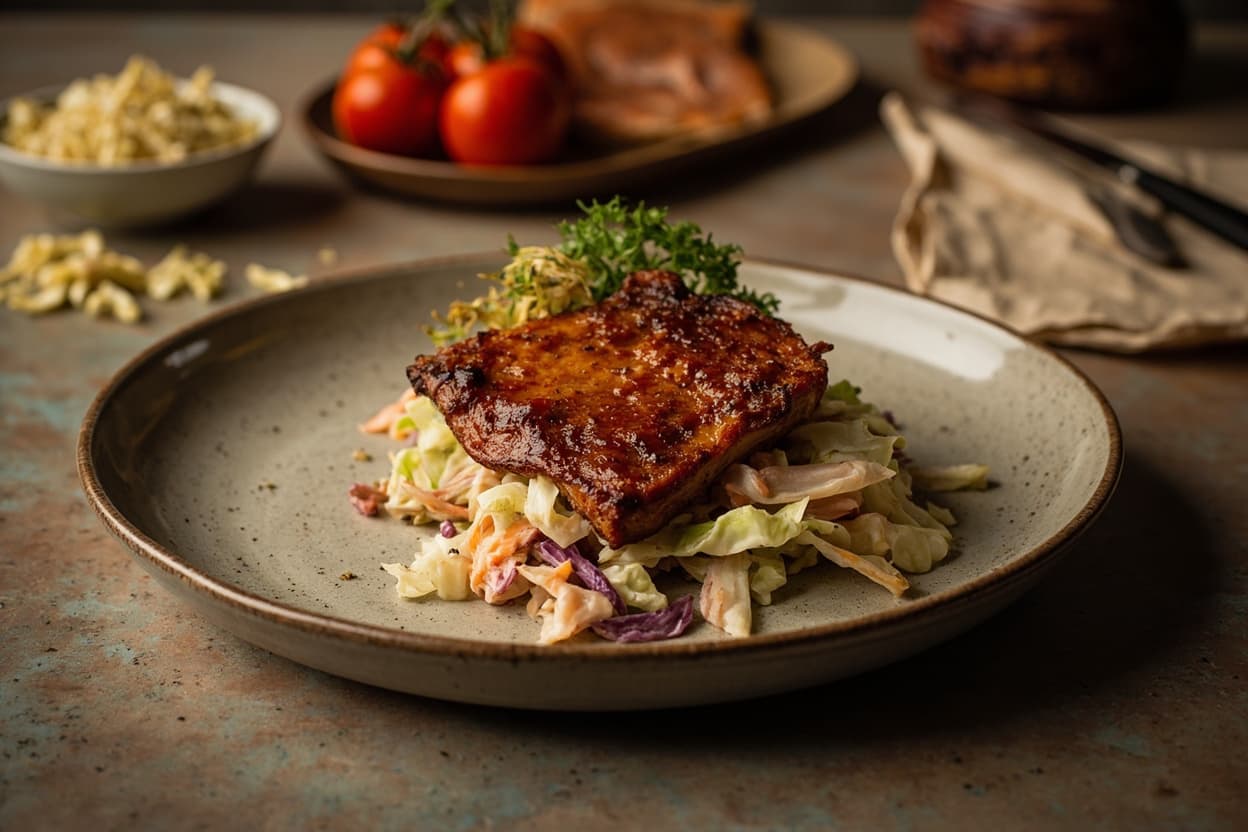 Crispy Pork Belly with Cabbage Slaw