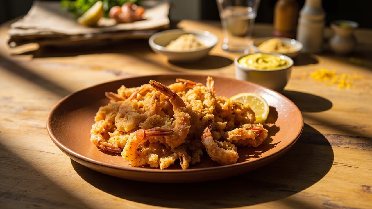 Crispy Shrimp Tapa with Almond Flour and Saffron