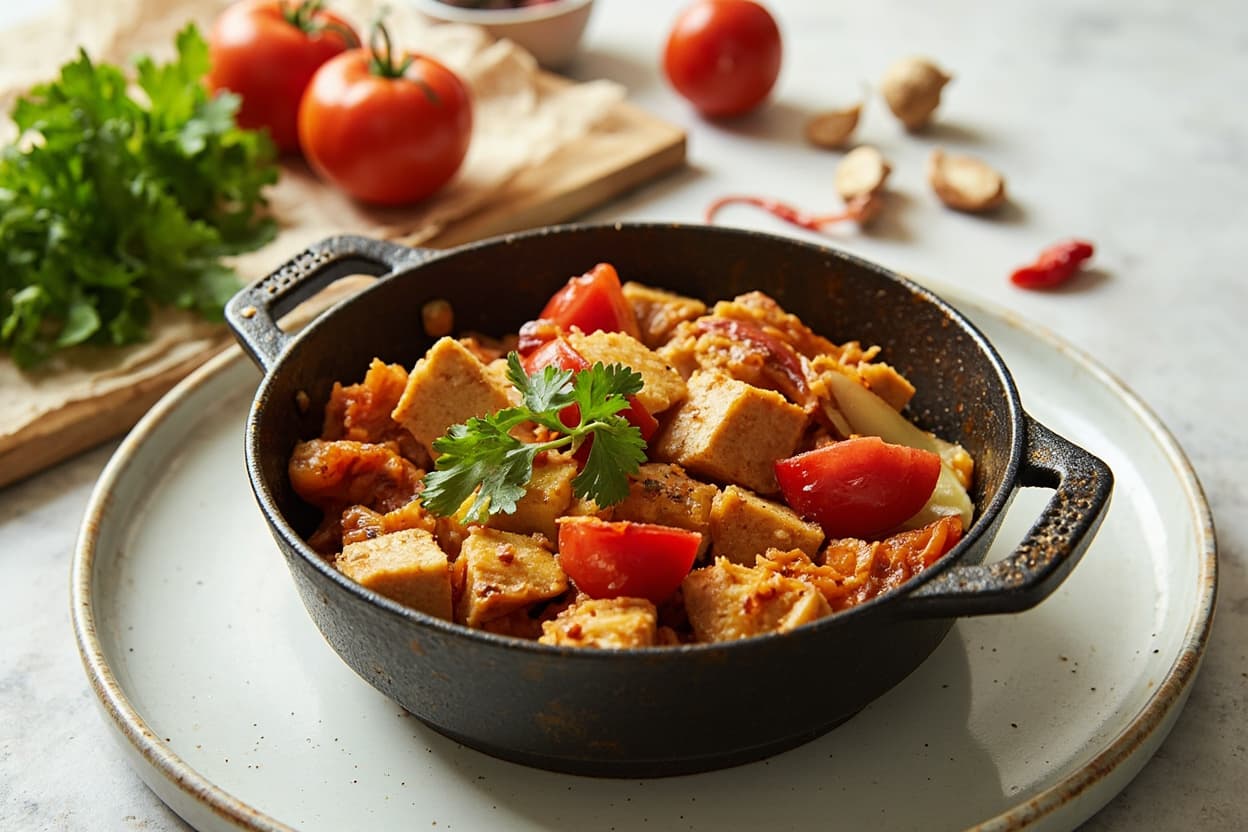 Crispy Tofu and Tomato Skillet
