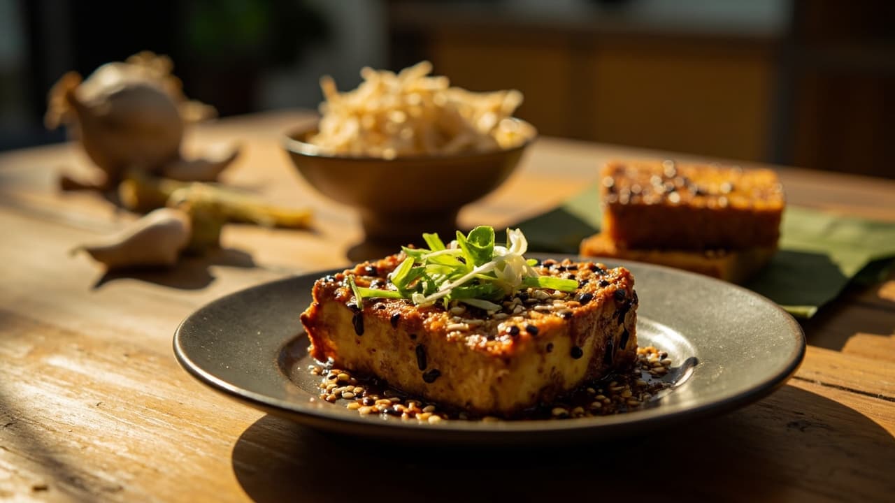 Crispy Tofu with Sweet Black Pepper Glaze