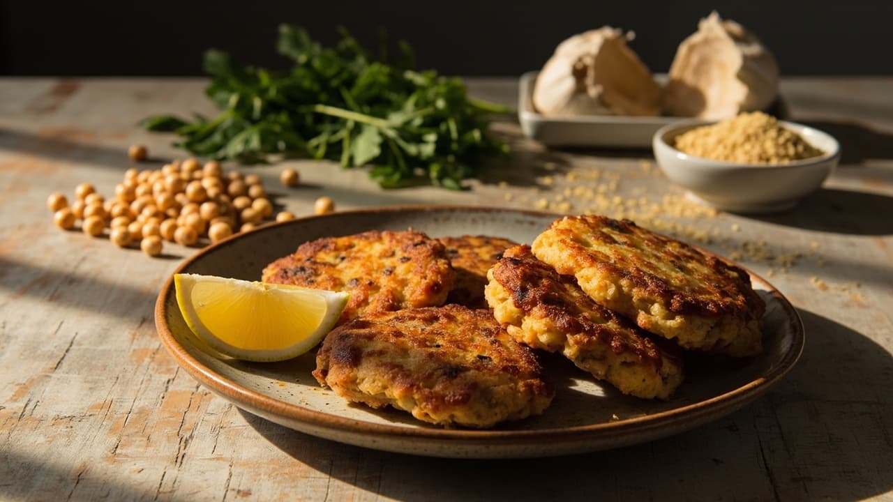 Cumin and Garlic Chickpea Fritters