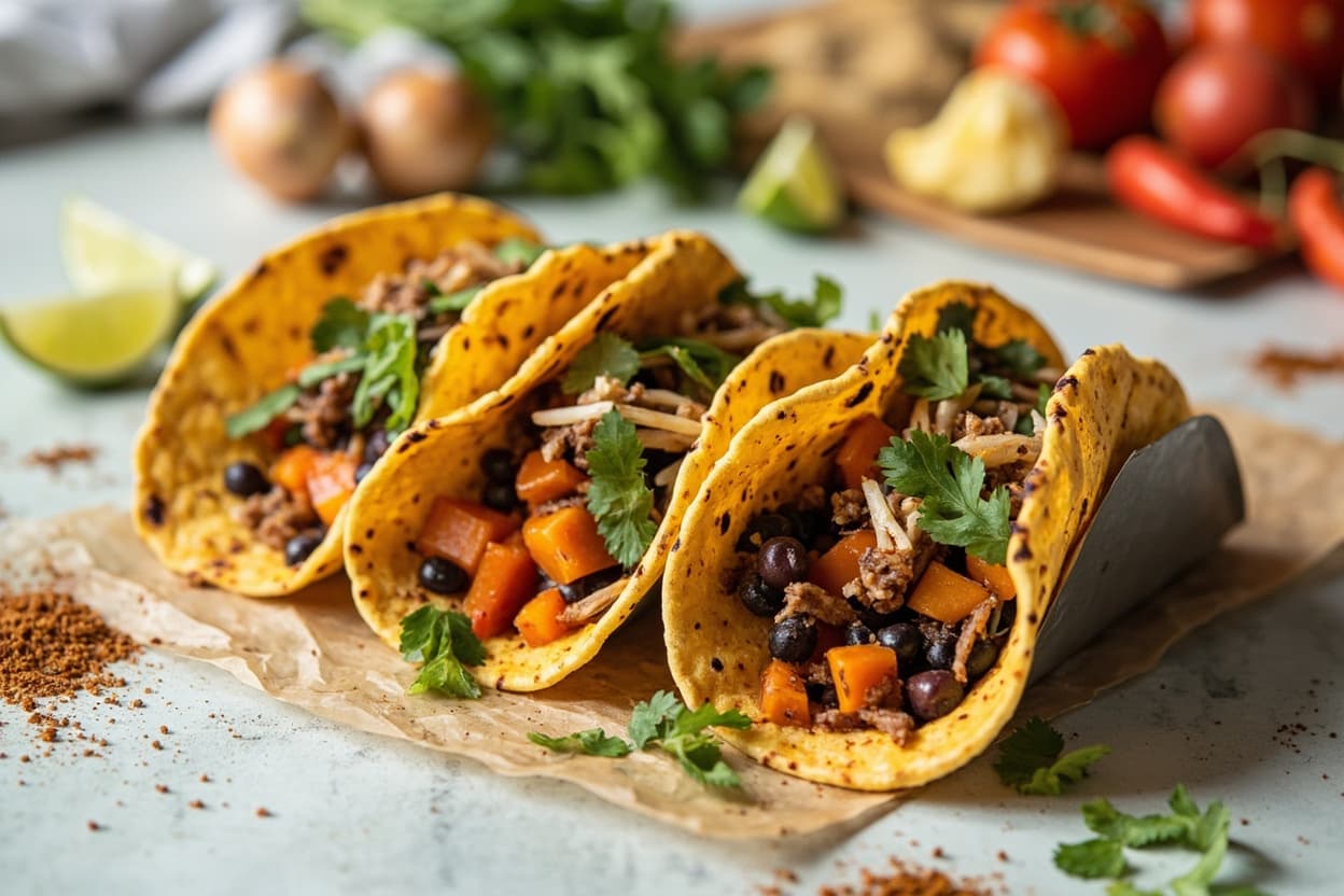 Cumin Black Bean and Sweet Potato Tacos