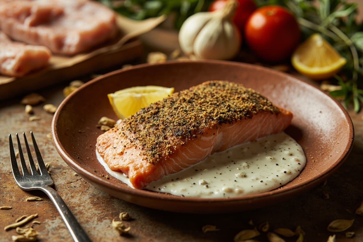 Cumin-Crusted Salmon, Lemon Yogurt