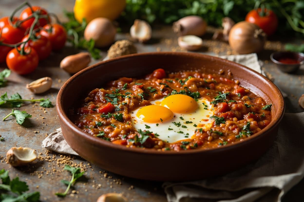 Cumin Shakshuka with Peppers and Cilantro