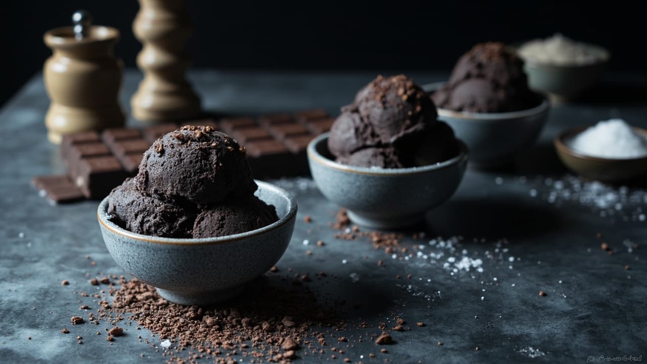 Dark Chocolate Sea Salt Ice Cream with Black Pepper