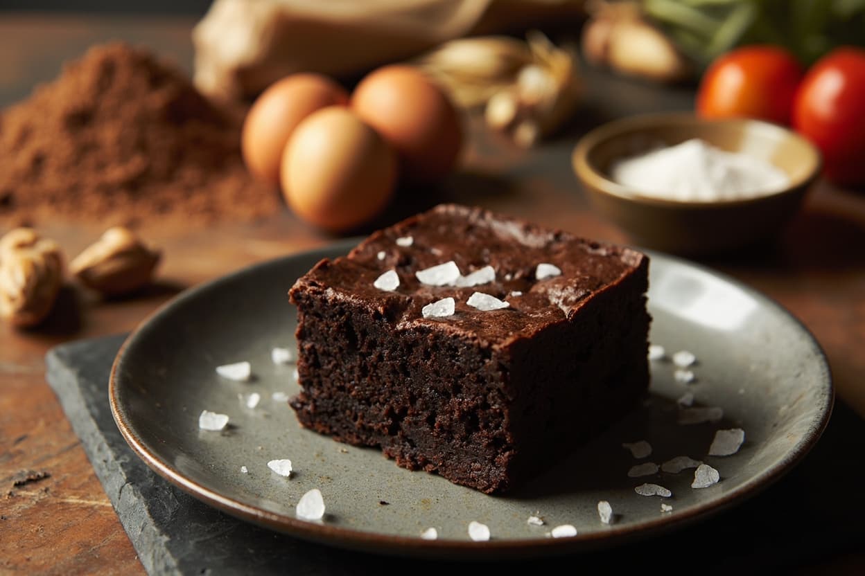 Dark Cocoa Hazelnut Brownies with Sea Salt