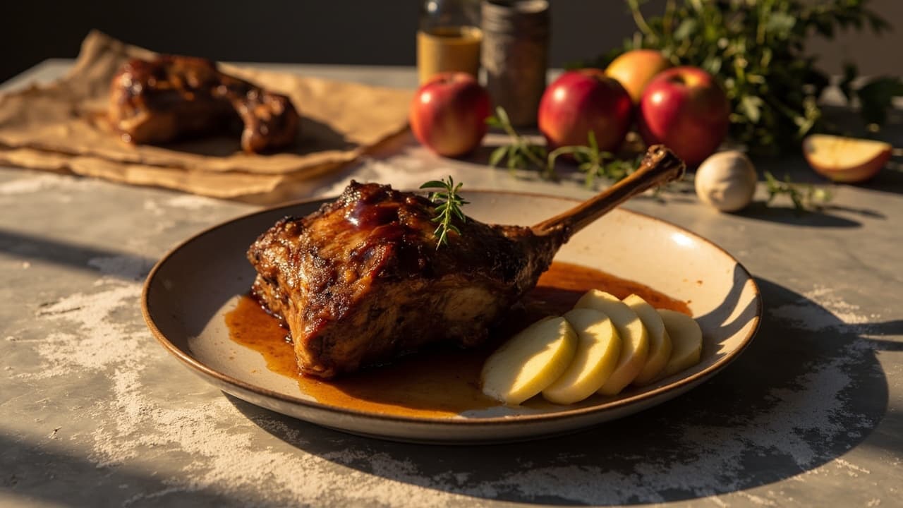 Duck Leg with Apple-Balsamic Reduction