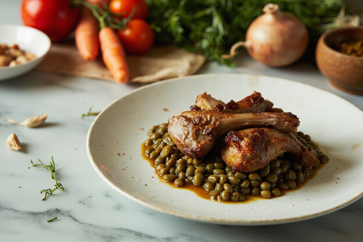 Duck Leg with Braised Green Lentils