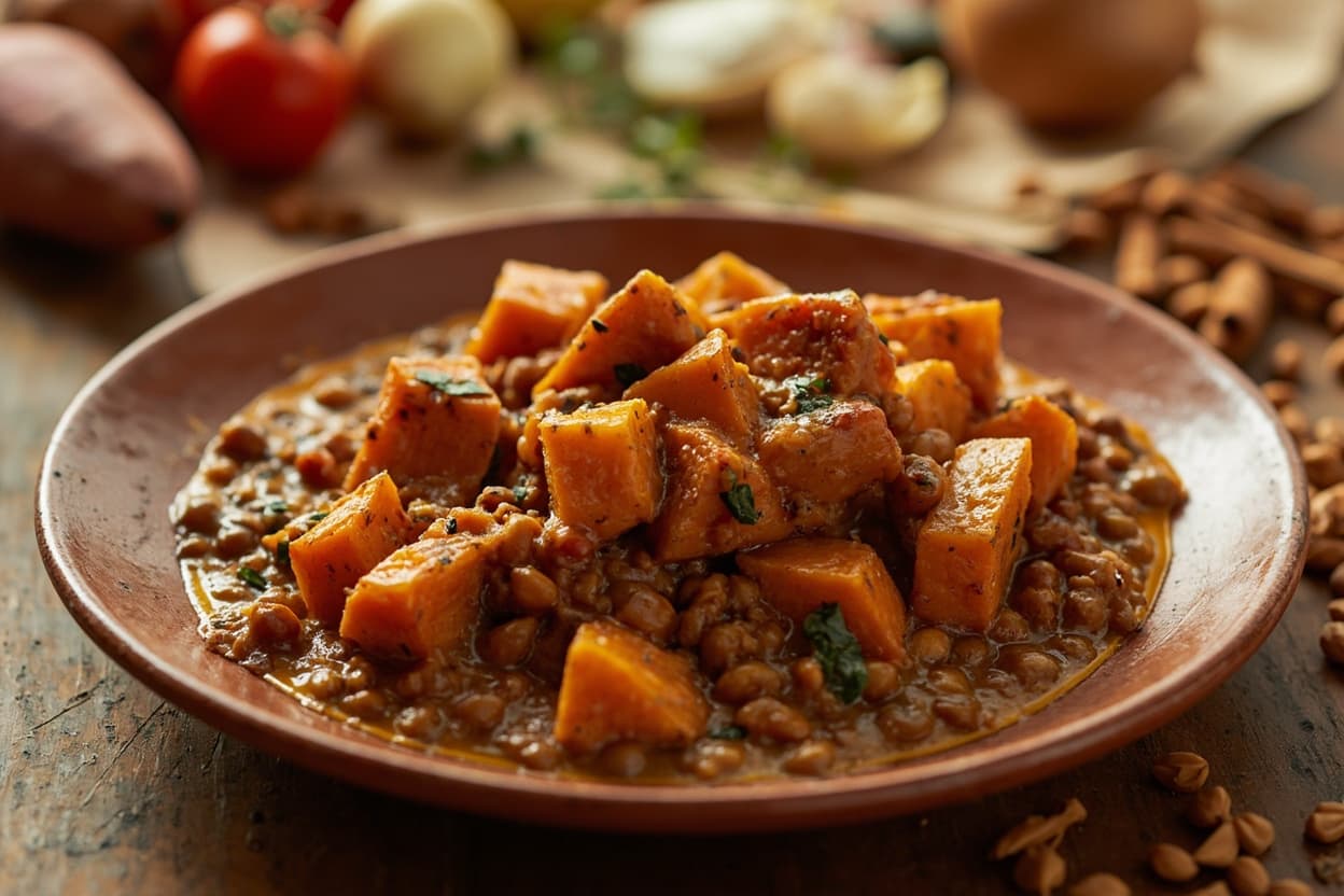 Earthy Sweet Potato and Lentil Tagine