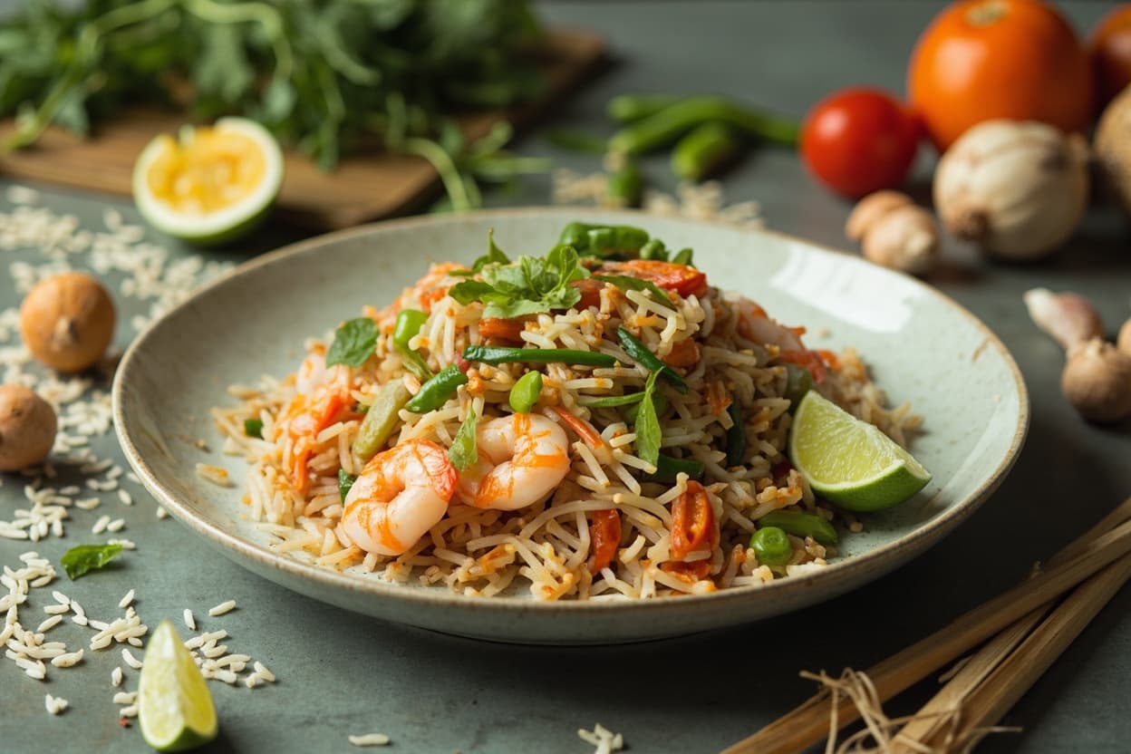 Edamame Shrimp Fried Rice with Lime