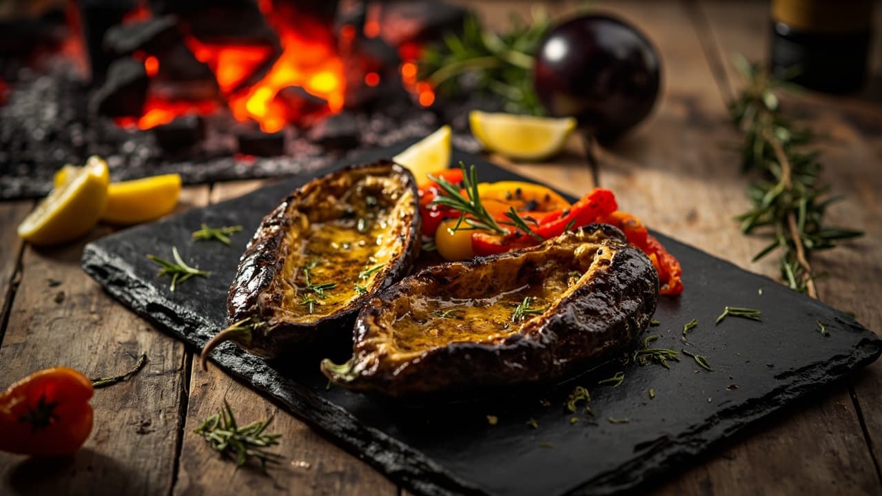 Ember-Blistered Eggplant and Pepper Plata