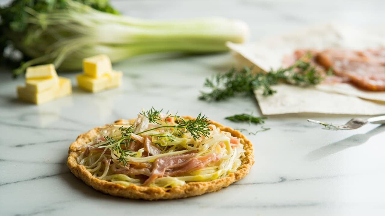 Fennel and Trout Tartlet with Mustard-Dill Vinaigrette