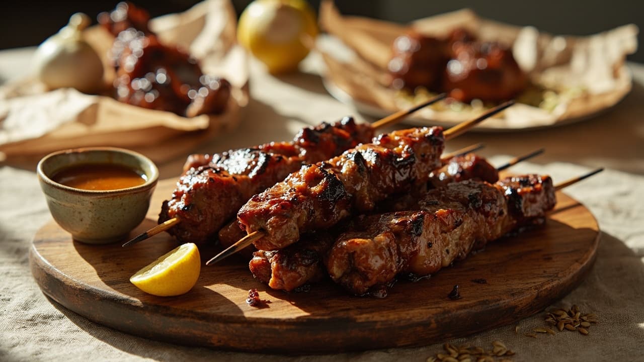 Fennel Seed–Glazed Lamb Chop Skewers with Honey
