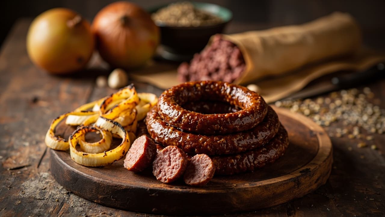 Fire-Kissed Ground Beef Wors with Braai Spice and Charred Onions