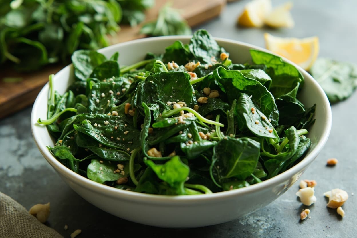 Flash-Steamed Garlic Spinach