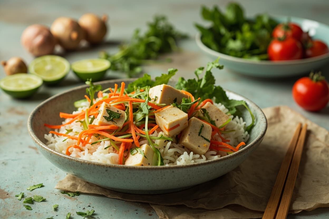 Fresh Tofu and Herb Rice Bowl