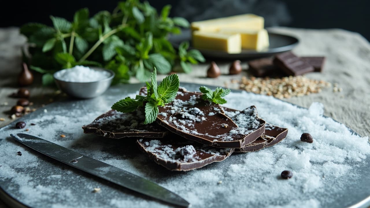Frozen Mint and Chocolate Bark with Sesame