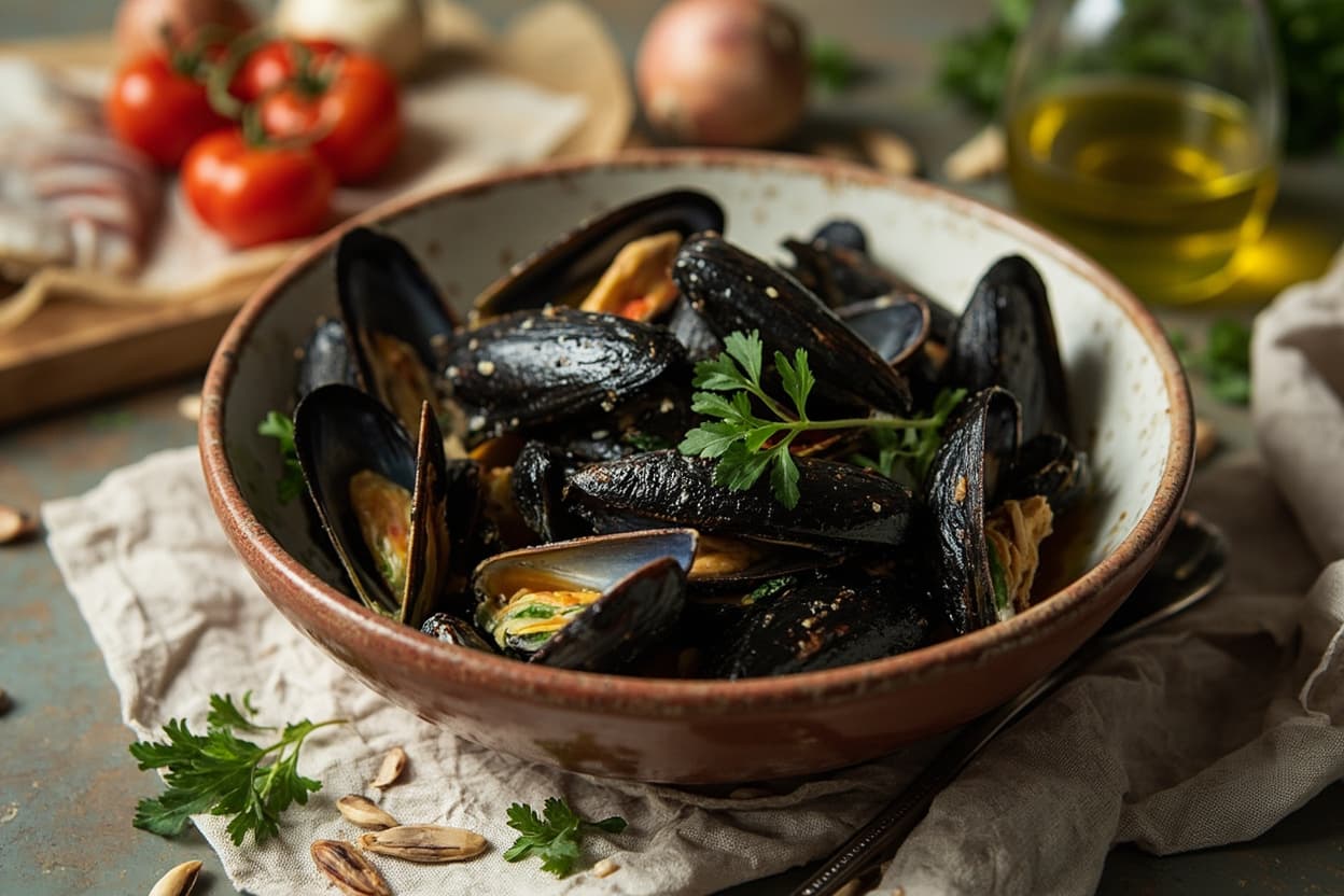 Garlic and Parsley Steamed Mussels