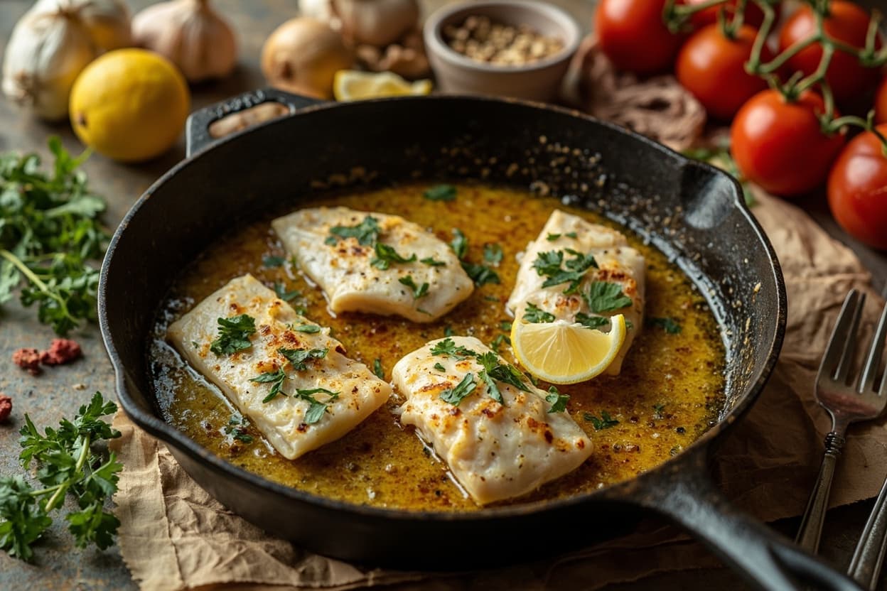 Garlic Cod Skillet with Lemon