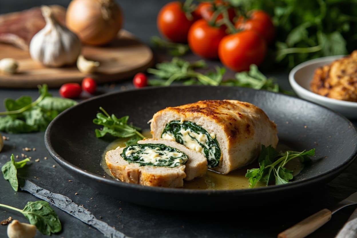 Garlic Cream Spinach Stuffed Chicken