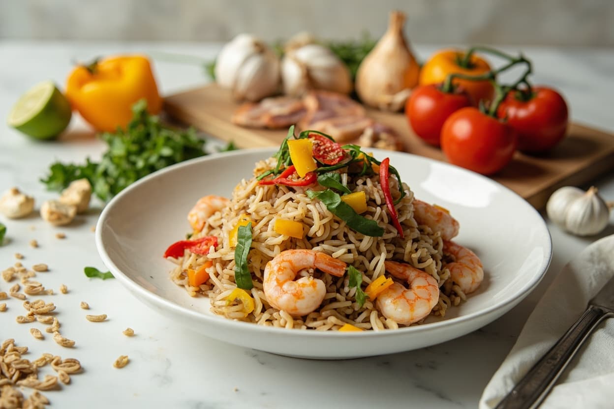 Garlic-Lime Shrimp Fried Brown Rice