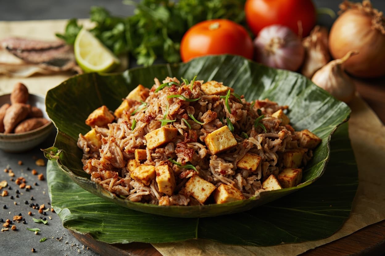Garlic Pork Tofu Sisig Skillet