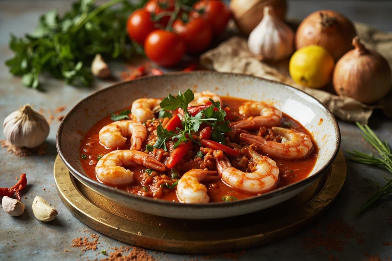 Garlic Shrimp in Spiced Tomato