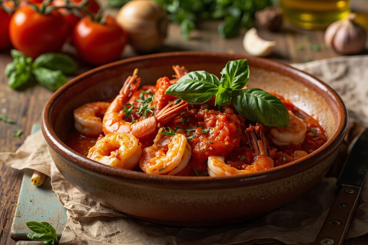 Garlic Shrimp in Tomato and Basil