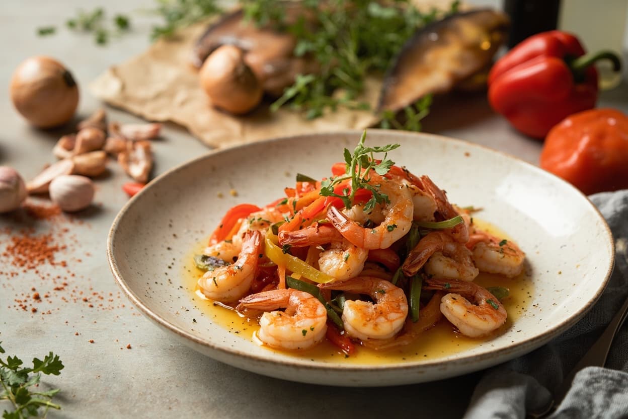 Garlic Shrimp with Sweet Peppers