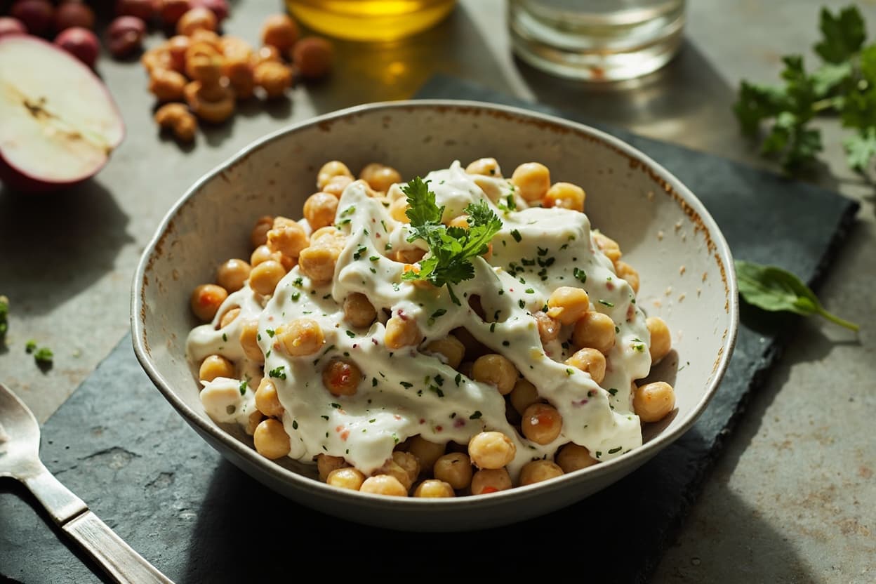 Garlic Yogurt and Chickpea Salad