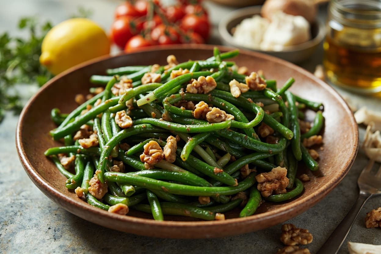 Garlicky Green Bean and Walnut Salad