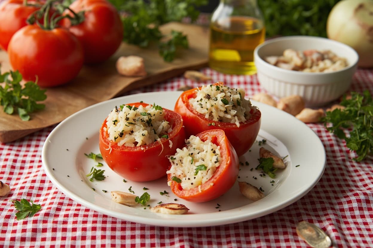 Gemista Stuffed Tomatoes with Herbed Rice