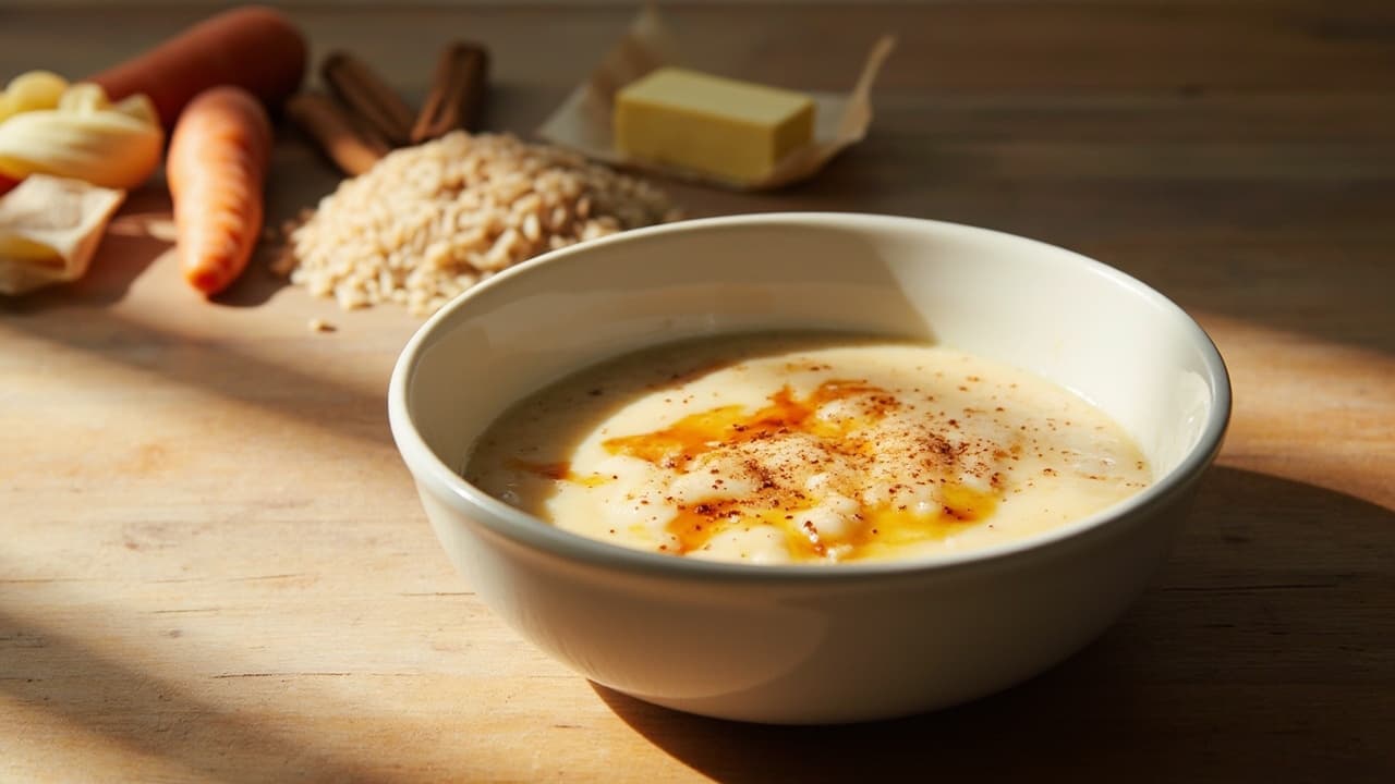 Gentle Rice Pudding with Carrot and Warm Spices