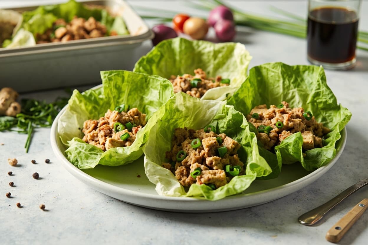 Ginger and Chive Tofu Lettuce Wraps