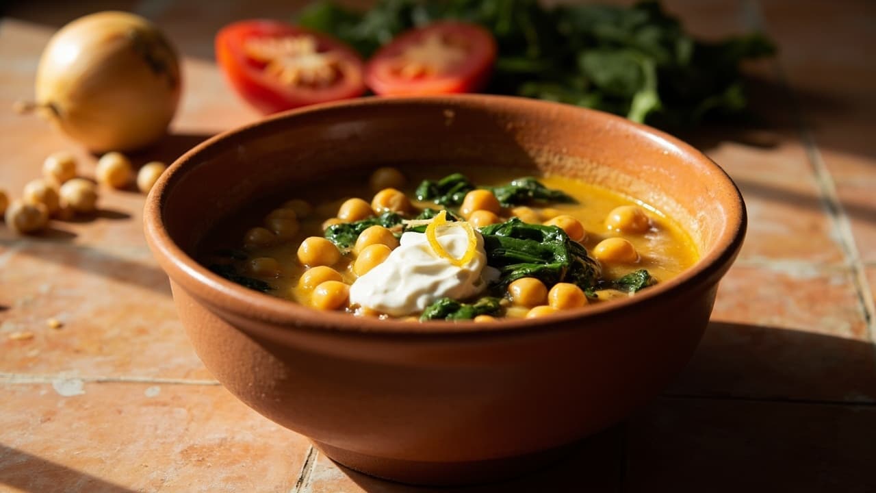 Ginger Garlic Chickpea Stew with Spinach and Lemon