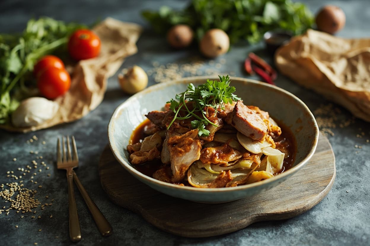 Ginger Pork Belly Cabbage Skillet